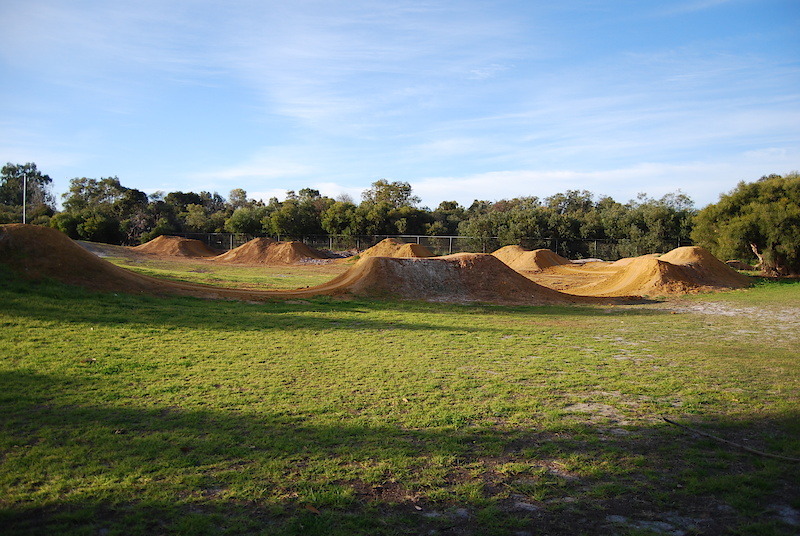 From the landing of the first looking at the set. Great set of jumps with some awesome riding happening. BMX as well as MTB's.