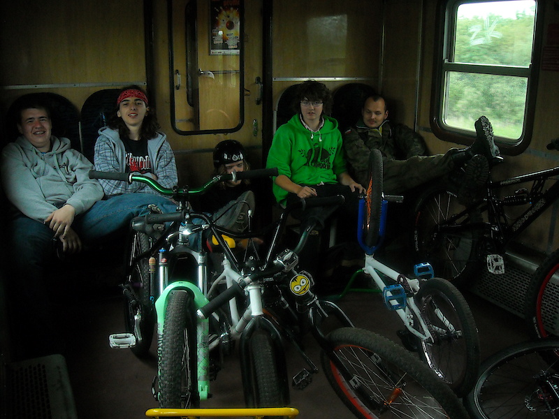 My friends and I. We are going back home from Pruszcz Gdański.