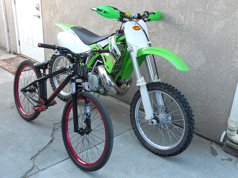 my two loves in life my dirt jumper and my dirt bike