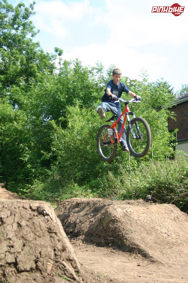 nice small 1 footer over a jump at the riverside trails