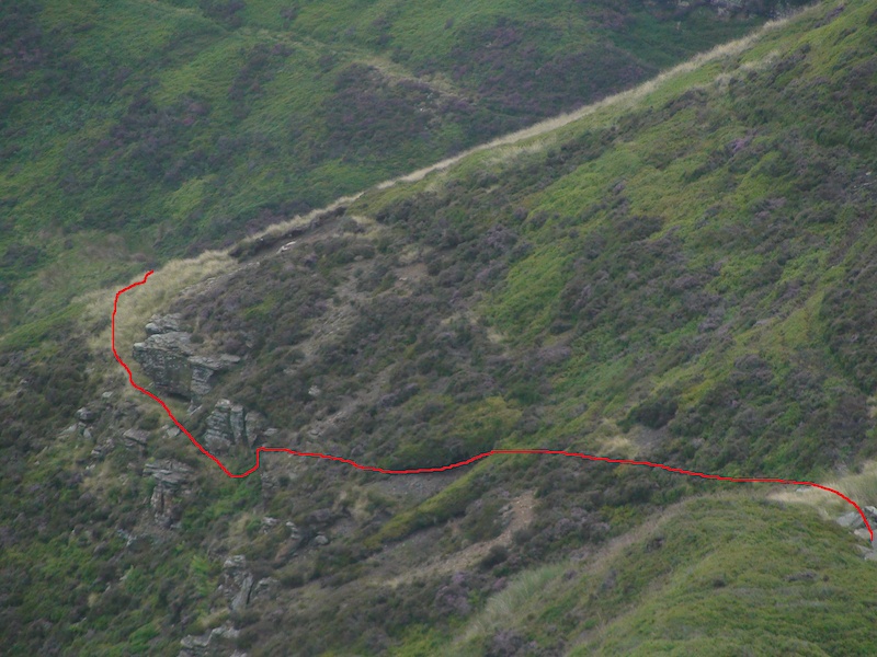 planned trail with a small drop..

the corner looks like it's been carved into the hillside for us ;) haha