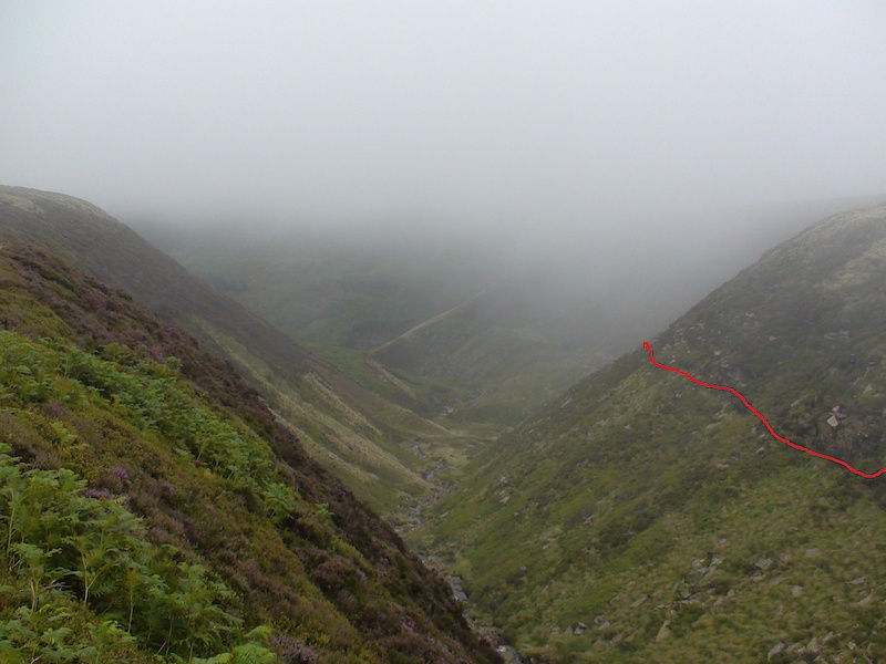 view of the planned trail after the rock drop