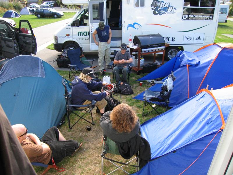Here's our jammed little camp site in Queenstown. Notice how close we are to other campers... Not a good idea.