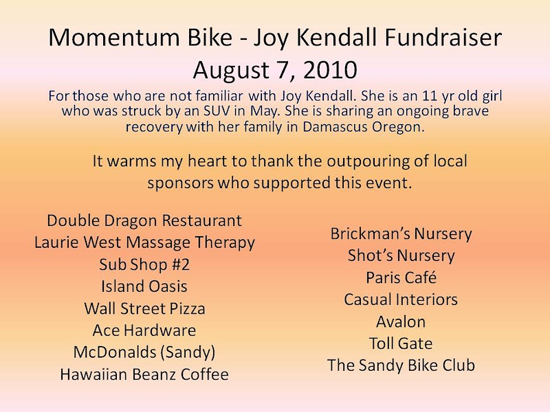 Momentum Bike - Joy Kendall Fundraiser 8.7.2010