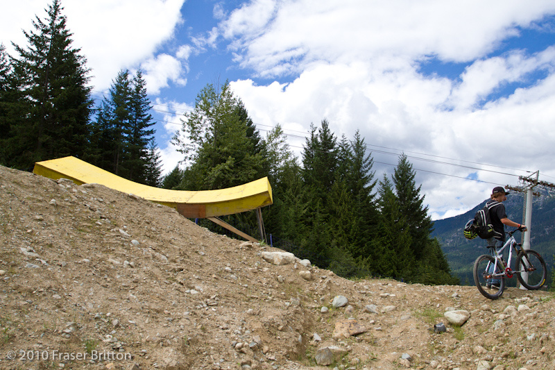 The fruit bowl and mega booter lines converge again as the riders make their way towards the course's monster sized feature.