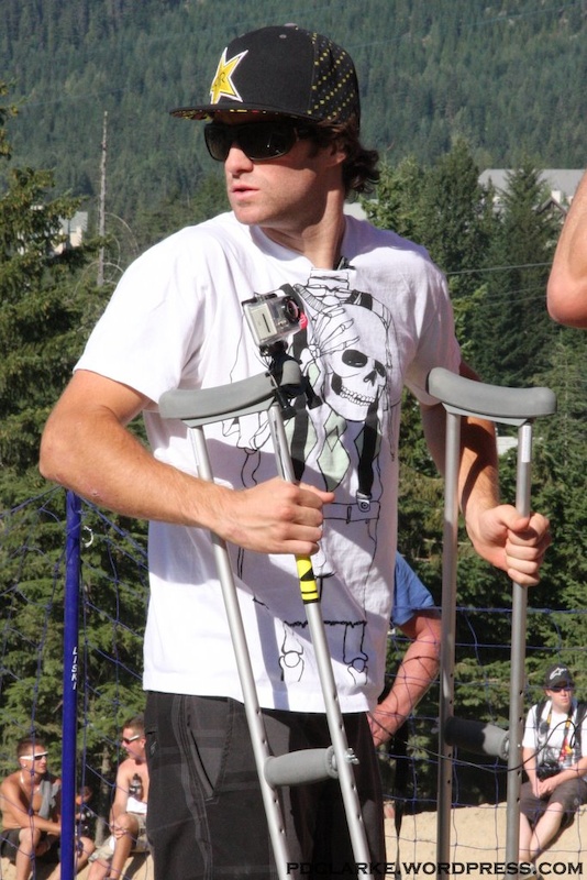 Cam with his crutches and of course a go pro to go along!! Cant wait to see the footage!!