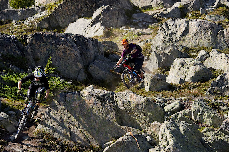 Whistler is an insane place to explore. Quality trail time doesn't have to mean the bike park, either. Ross Schnell and Seb Kemp laying tracks in some quality dirt.
