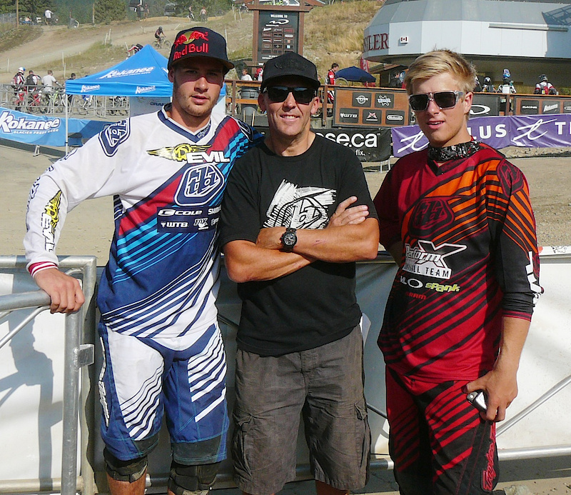 PerformX owner Todd Schumlick with World Cup racer Steve Smith (right) and Canadian National Champion Remi Gauvin.