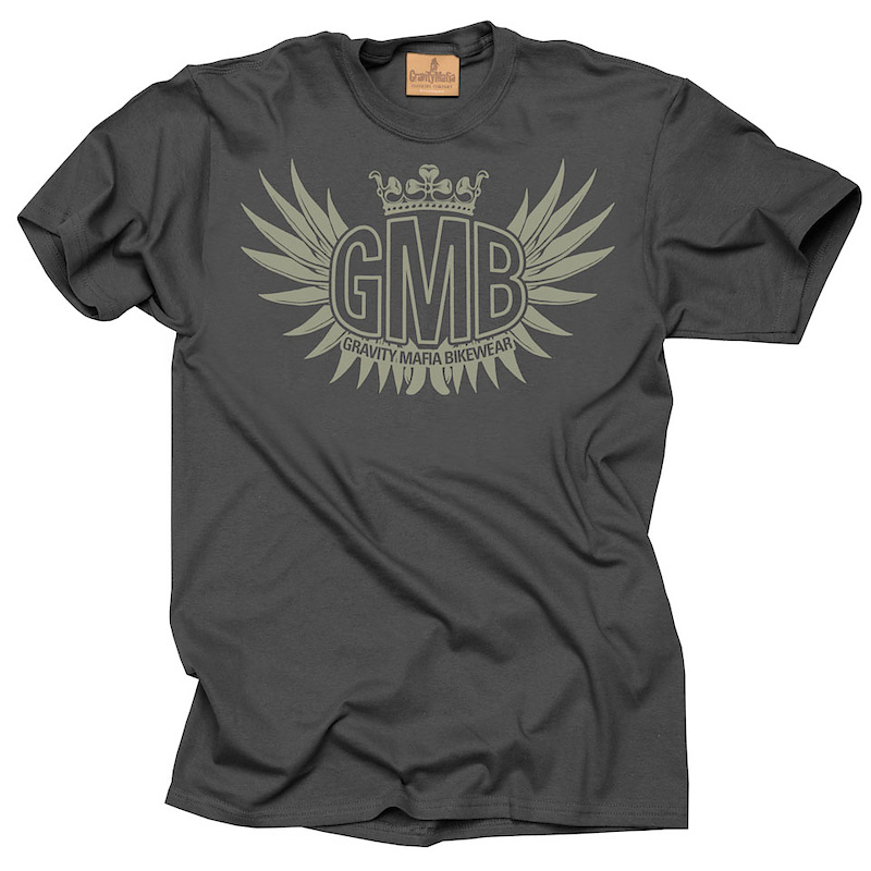 Mountain Bike T-Shirt Gravity Mafia GMB Wings Charcoal Grey Tee
