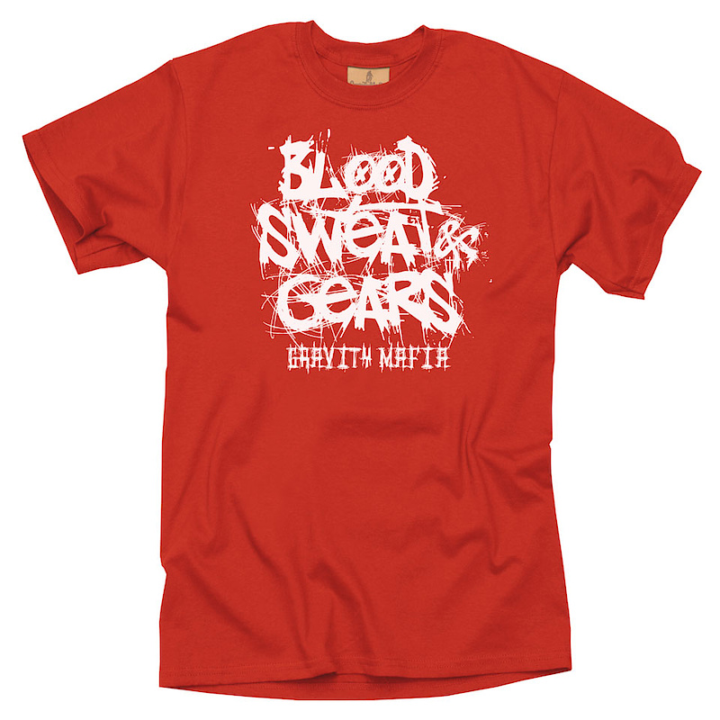 Mountain Bike T-Shirt Gravity Mafia Blood Sweat and Gears Red Tee