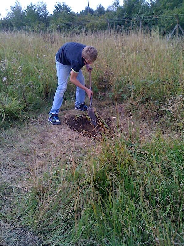 joe getting the soil together