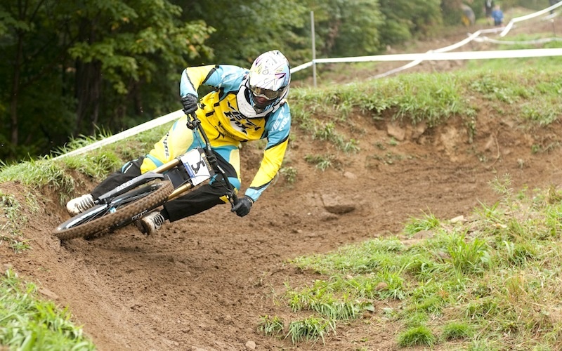 Gwyn getting sideways in a muddy berm at the 2010 World Championships. Saturday Practice.

Photo by Jamie Blades
613Cycling.com for more photos.