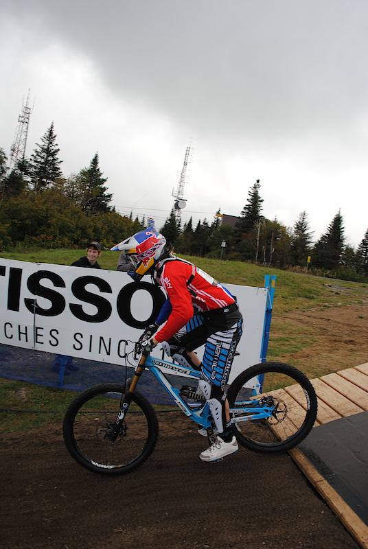 Rachel on the start of the UCI World Championships Mont Saint Anne