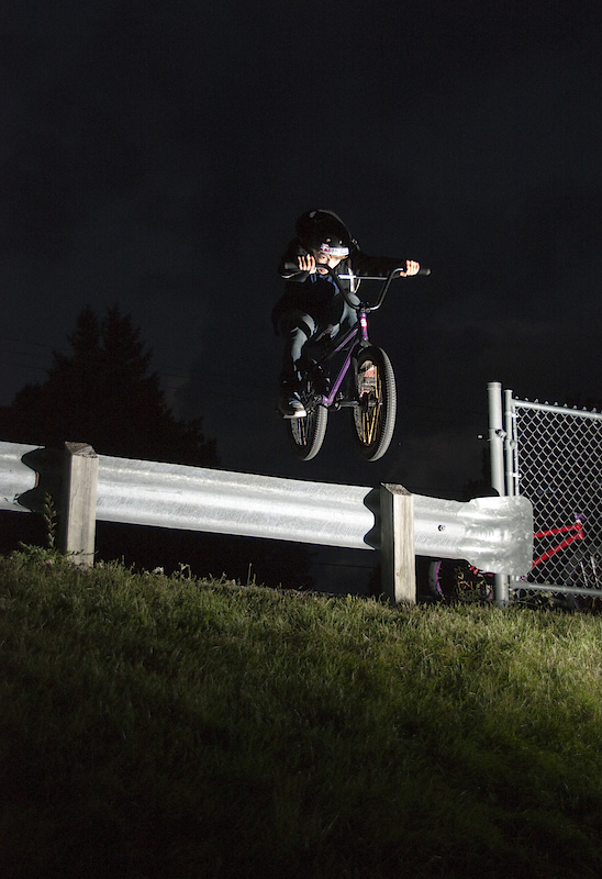 12 year old Ben clears barrier at night