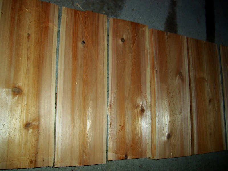 fresh cedar planks that were milled with my saw.