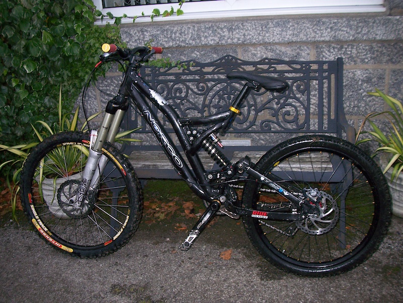 My a-line, with new forks (rock shox totem 2 step), cranks (raceface evolve dh), grips (superstar components), seatpost clamp (also superstar), rear wheel (ex729 on superstar tank evo hub), brake (hayes stroker ride), pedals (wellgo v8's), and front tyre (intense intruder fro lite). Weight 45.4 pounds. Tell me what you think!!!