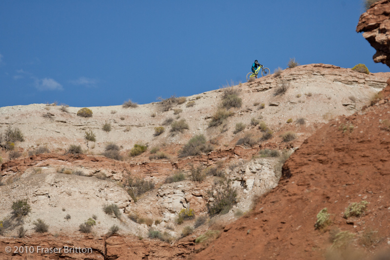 One of the last guys to head up today was North Van's Thomas Vanderham. Thomas has a mega creative line for Sunday and waited until the heat had subsided to ride it, after putting in some finishing touches way up high all morning. All alone, high up on Ridge 3... Vanderham is lying in wait.