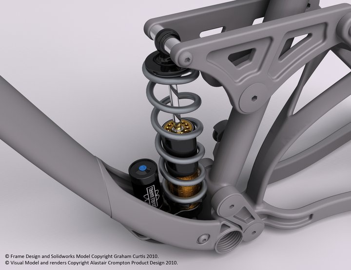 My frame design. Rendered by Alastair Crompton.  Renders copyright of Alastair Crompton Product Design. http://www.acproductdesign.co.uk