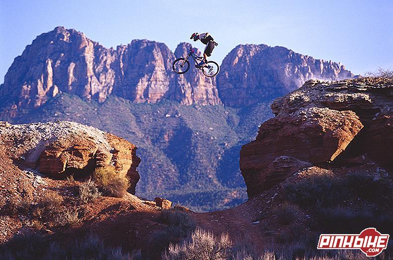 Grafton Road Gap - Grafton, Utah...Cedric killing it!  (Even with Angel's pink thong on his handle bars!) No distractions!
PICTURE BY JOHN GIBSON