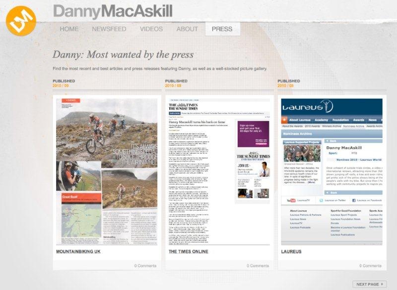 "press" on Danny MacAskill's new website