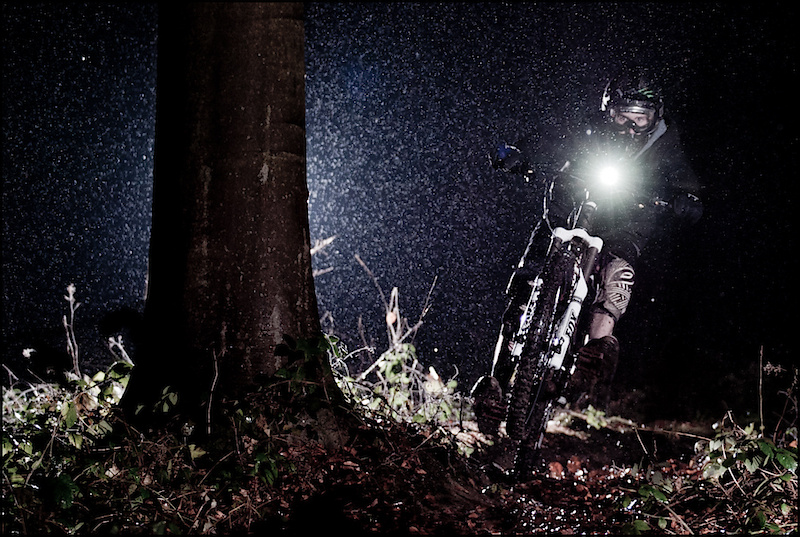 Heavy rain in a pitch back forest!

http://www.imbikemag.com/