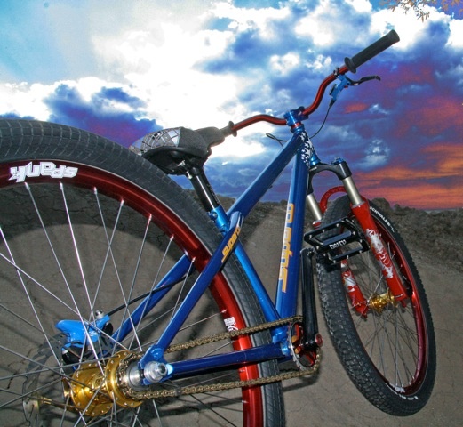 Thee custom Wonder Woman Theme bike - Superco Charger, dripping in Spank components...built by Jimmy Donahugh for his wife and pro rider Tammy D.