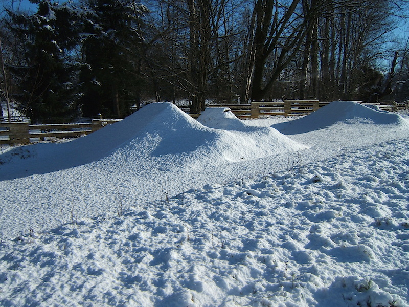 snow covered jumps