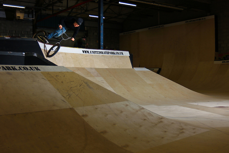 Chaz Mailey, BSD team rider and Unit23 staff and ramp builder riding the new ramps.