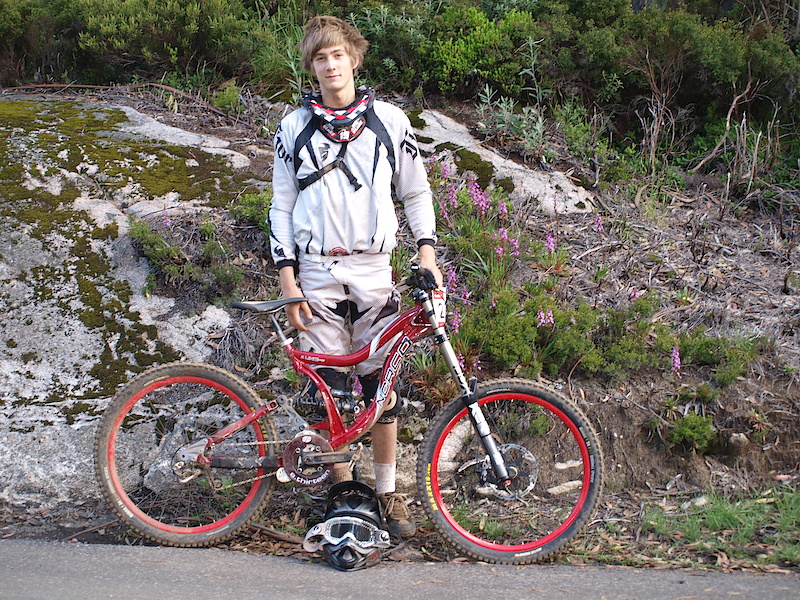 Henry is waiting for his new Team DH bike, but for now he is making do with the A-line