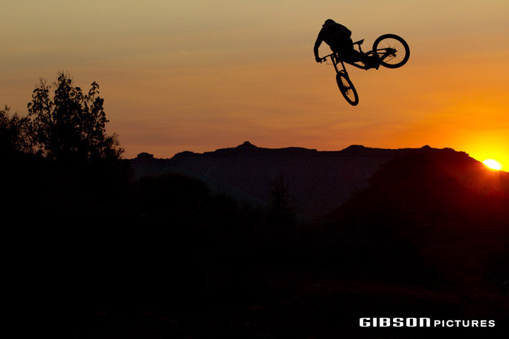 Graham Agassiz does some big moto whips during the first day of training for the Red Bull Rampage.Copyright GibsonPictures
