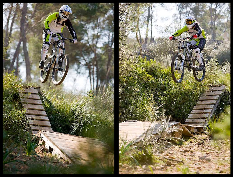 But besides nice trails and beaches there's also room for some airtime at Mallorca. The girls getting some air on some tracks build by some locals. Thanks for showing us.