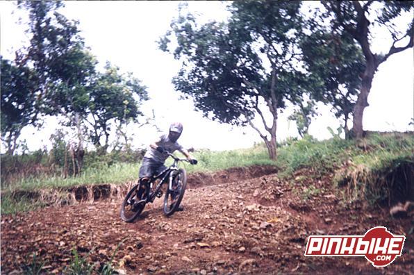 skidding while cornering on a downhill track