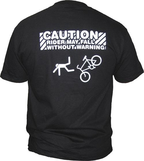 Caution rider may fall without warning-Back-Black