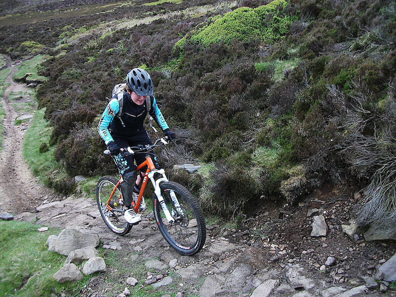 Ride no 7 in the guidebook. After about 14 miles. Whooo! Dig 'em in Jen. The rocky ascent of Mickleden Edge