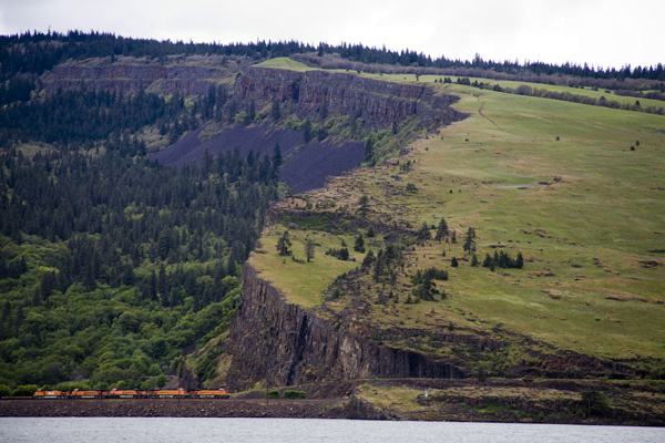 Syncline and trains