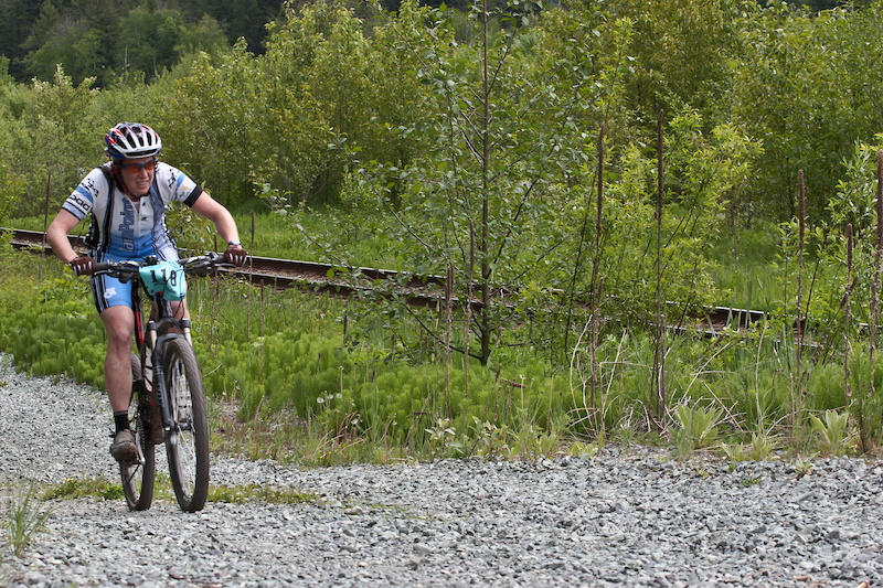 Jennifer Schulz on her way to being the first woman to cross the finish line.