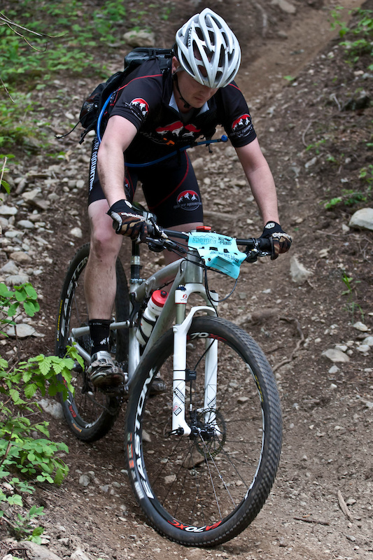 Rocky Mountain's Alex Cogger was racing on what looks to be an Element sitting on 29