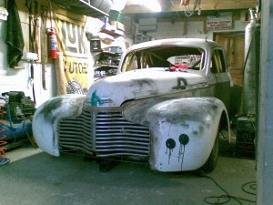 A Downhiller who builds cars. My mate Karl built up the 40 Chev Coupe.