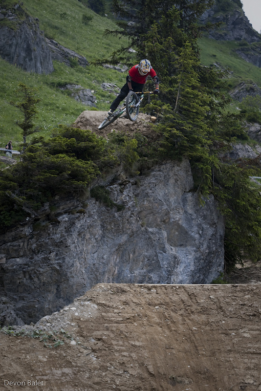Step down off dirt dish.