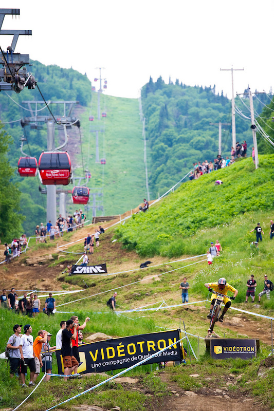 Fabian Pedemanuad putting a show on for the crowds on the middle section of the track underneath the chair.