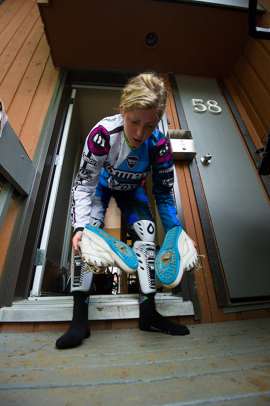 Building something strong starts with a solid base. Crack of dawn for World Cup Finals at Mt St Anne and Rachel Atherton spent damn near 10 minutes wiping her shoes down and pulling any debris from the inside before even thinking about heading our for training.
