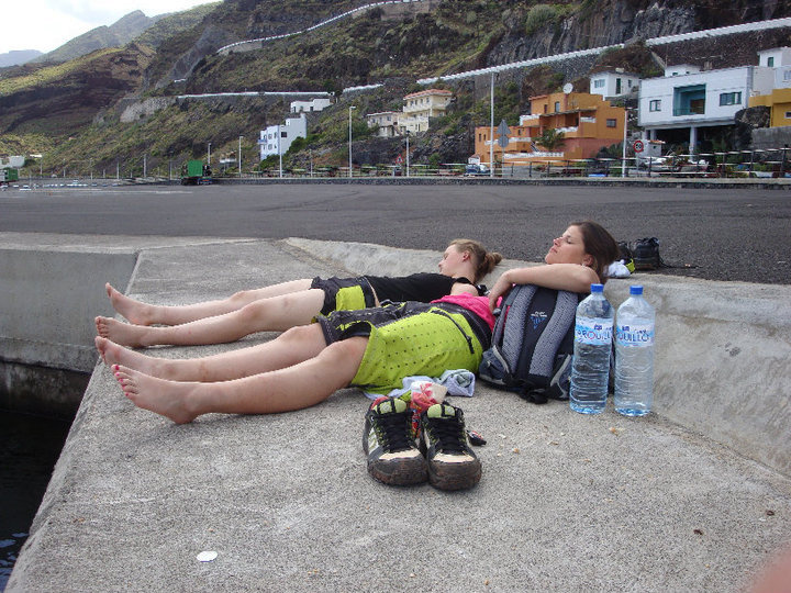 getting a little bit of sleep after a long day shooting and waiting for the next ferry boat