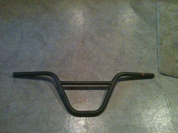 Fit Sky High Bars for sale! $50 OBO.. Info taken from Dan's Comp... 

Details and Specs for Fit Sky High Bars :

2-pc bars made from 13-butted chromoly with the "4Q Baked" heat-treating process to increase strength without adding weight.
Rise: 8.25"
Width: 29"
Backsweep: 11°
Upsweep: 1.5°
Crossbar Height: 5.75"
Crossbar Width: 11"
Weight: 26.8 oz