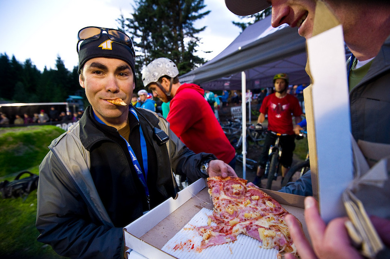 Seb s job is making this show happen. Not the deal making or the athlete wrangling but the nuts and bolts of actually making this event happen. That means not much time to grab food. Hence the call to the pizza man.