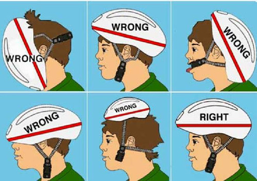 don't know how to wear a helmet.