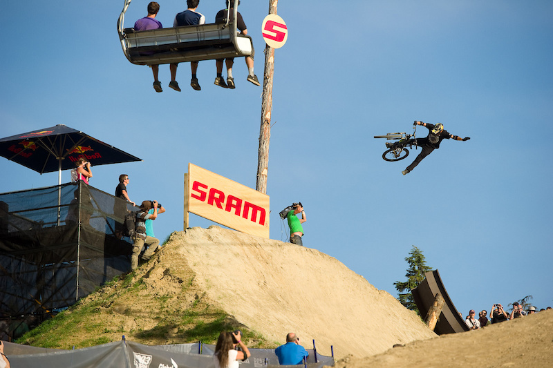 Cam McCaul jumps during the Red Bull Joyride event in Whistler BC on July 23, 2011