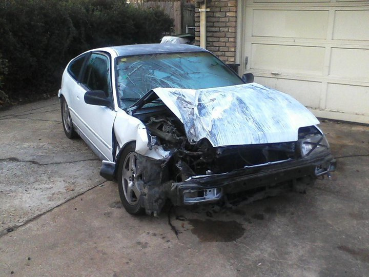 My old CRX after putting her into a semi at right around 115mph....:(
