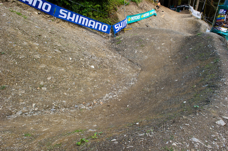 The four cross track construction began during a wet July here in Champery making construction fairly easy for Ben Walker the track s designer.