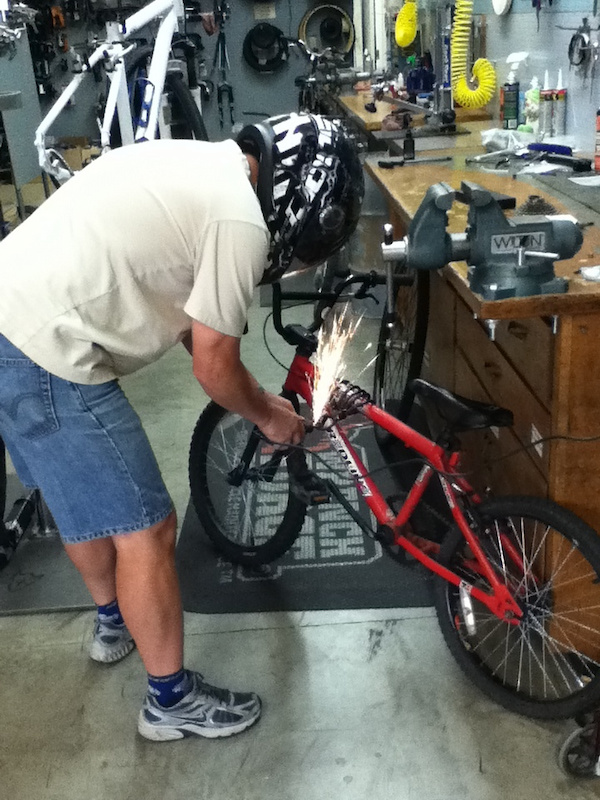 safety first is what i always say. cutting a lock off a bike with a dremel tool