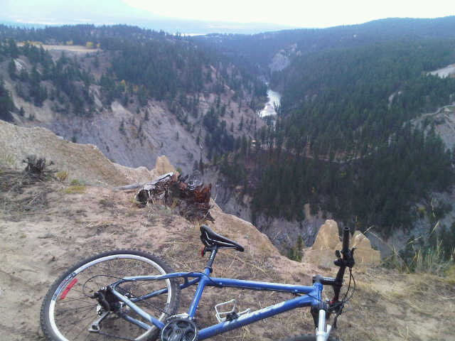 By the Toby Creek gorge on one of the most epic x-country trails I have ever ridden.  Sorry about the quality.  A blackberry photo.  I'll bring a proper camera next time.